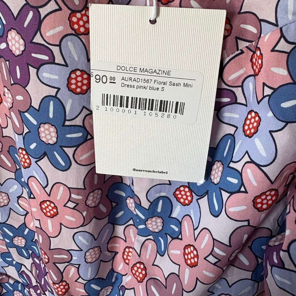 Aureum Bold Floral Sash Mini Cotton Dress Size Small NEW Cottagecore - Picture 7 of 11